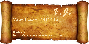 Vavrinecz Júlia névjegykártya